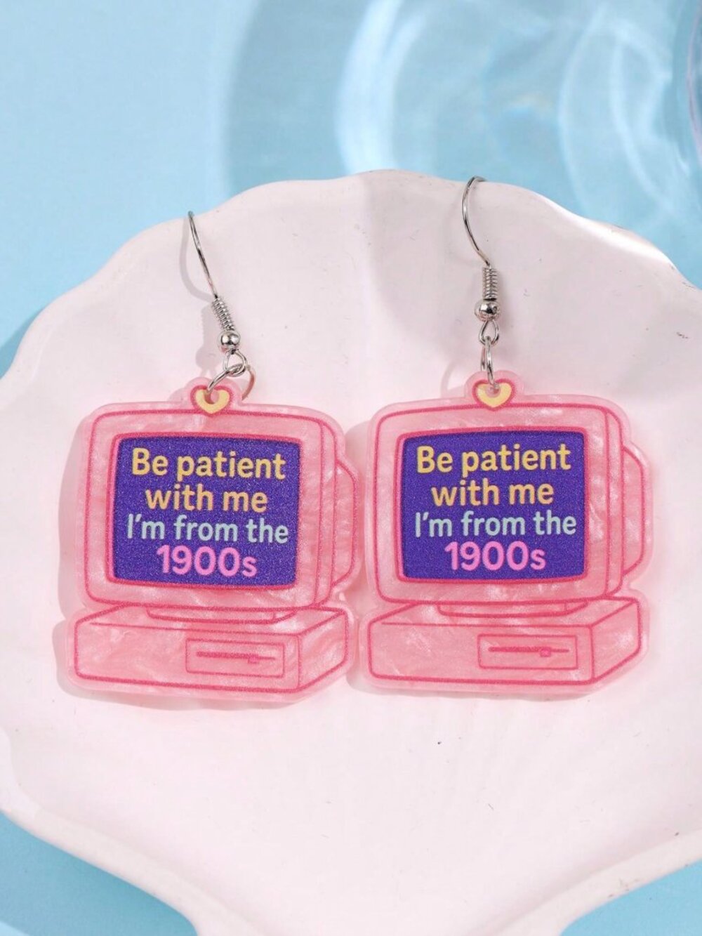 Y2K Hip-Hop Punk Pink acrylic drop earrings